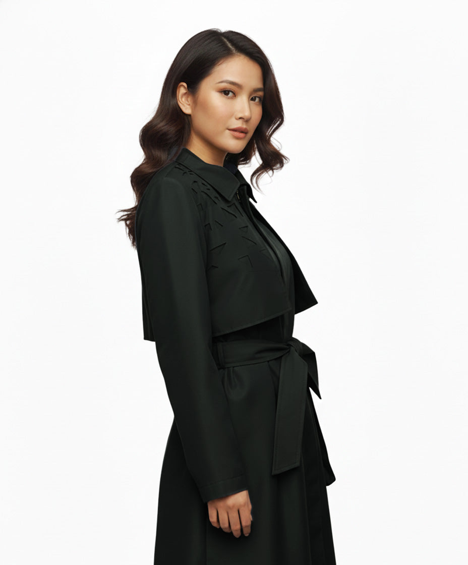Manteau Trench vert-noir