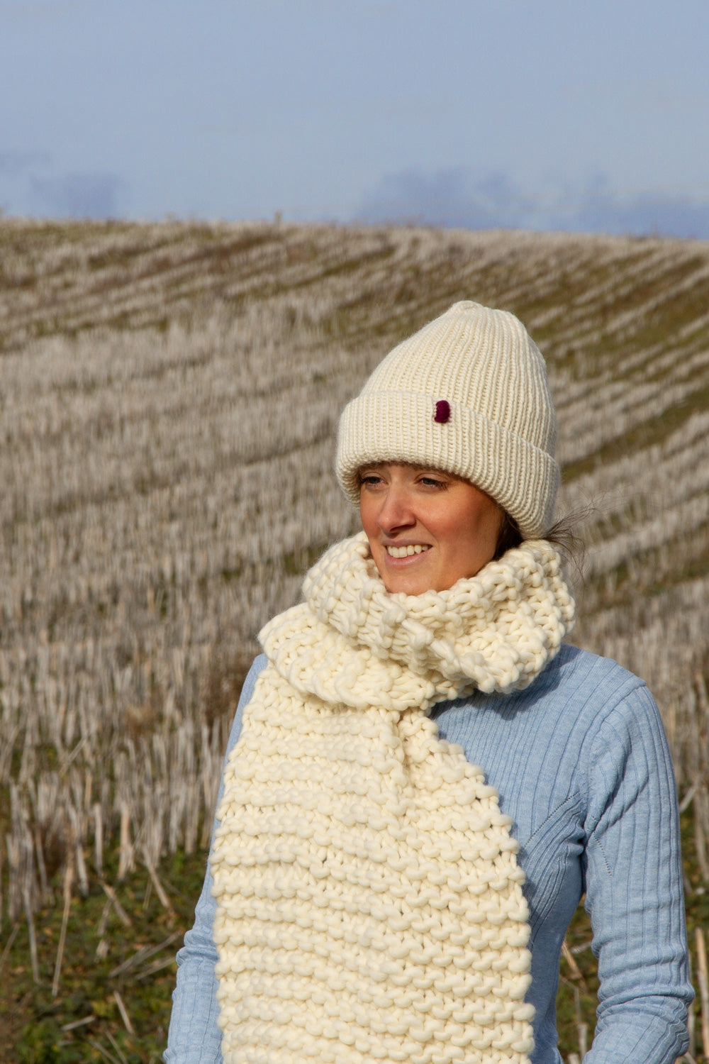 Merino wool scarf and hat set